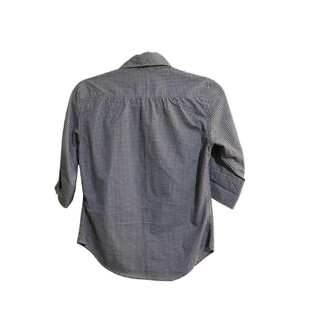 Ralph Lauren Sport Women's Navy Gingham Button Down 1/2 Sleeve Navy Pony Size 6 - Picture 2 of 8